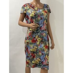 joseph ribkoff dress size 14 sheath style multiple color floral